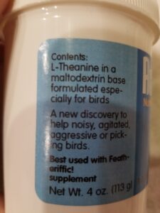 ingredients in parrot supplements bottle